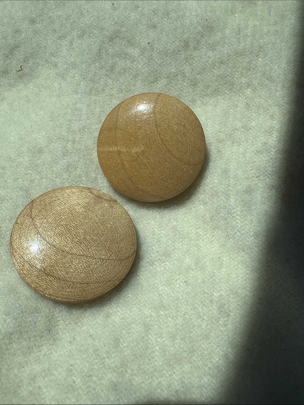 Vintage Wood Oversized Clear Coat Earrings Pair - Light Natural Wood